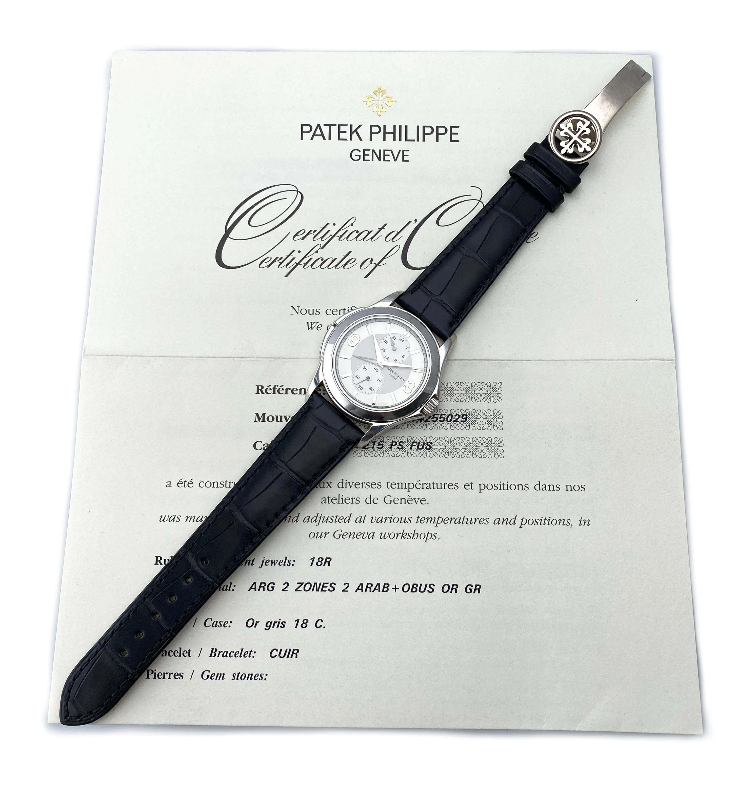 Patek Philippe Calatrava Travel Time 5134G 18K White Gold Mens Watch Box Papers