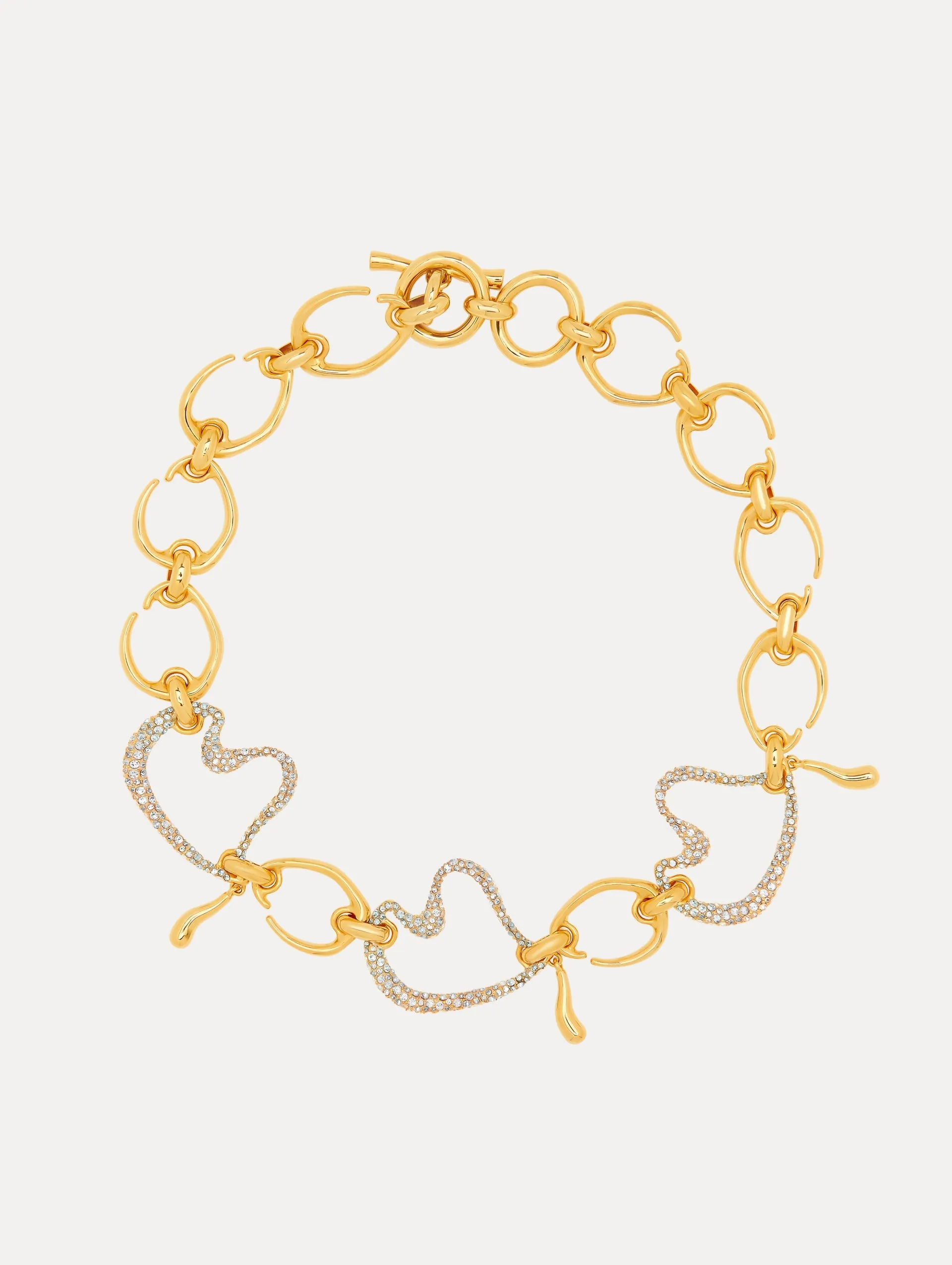 Pavé Heart O Chain-Link Necklace