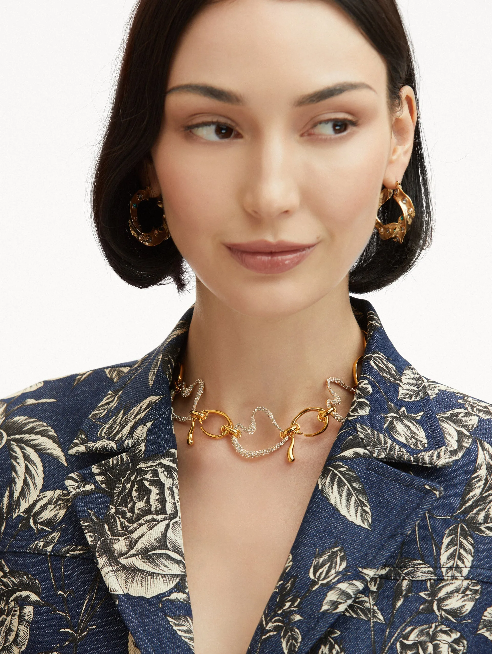 Pavé Heart O Chain-Link Necklace