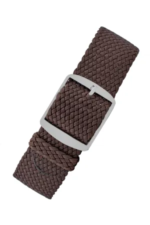 PERLON Braided One Piece Watch Strap & Buckle in BROWN
