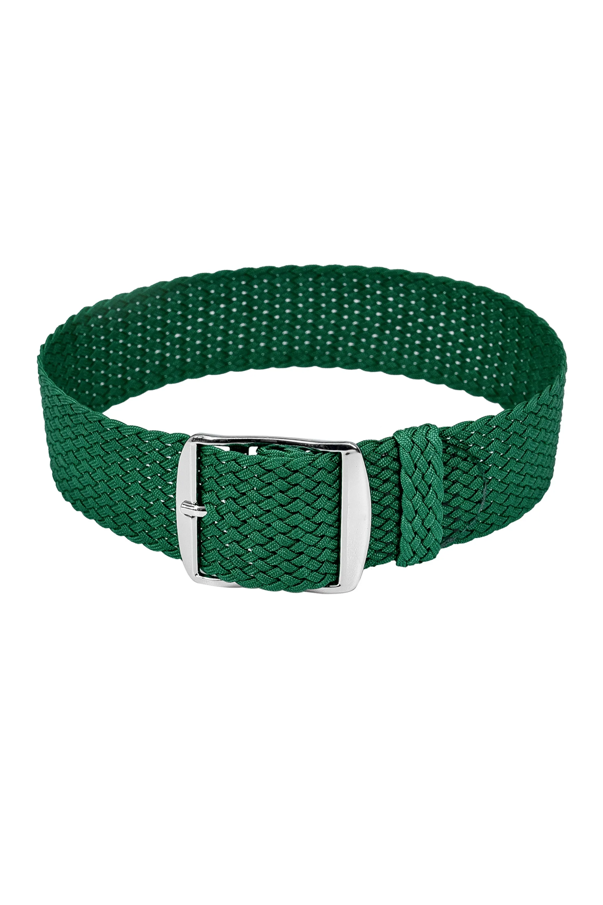 PERLON Braided One Piece Watch Strap & Buckle in GREEN