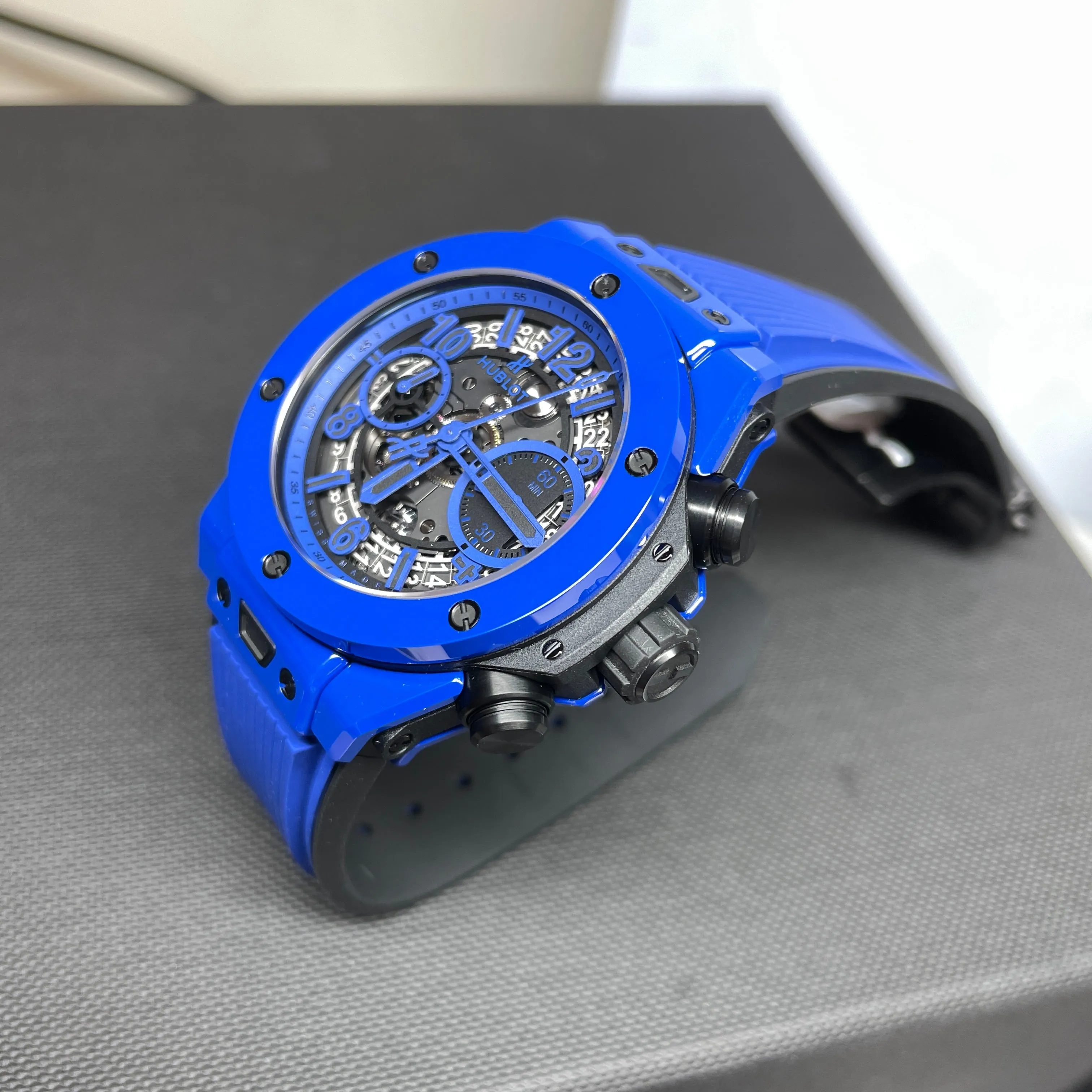 Pre-Owned Hublot Blue Magic Big Bang Unico Chronograph 42mm Ceramic Watch