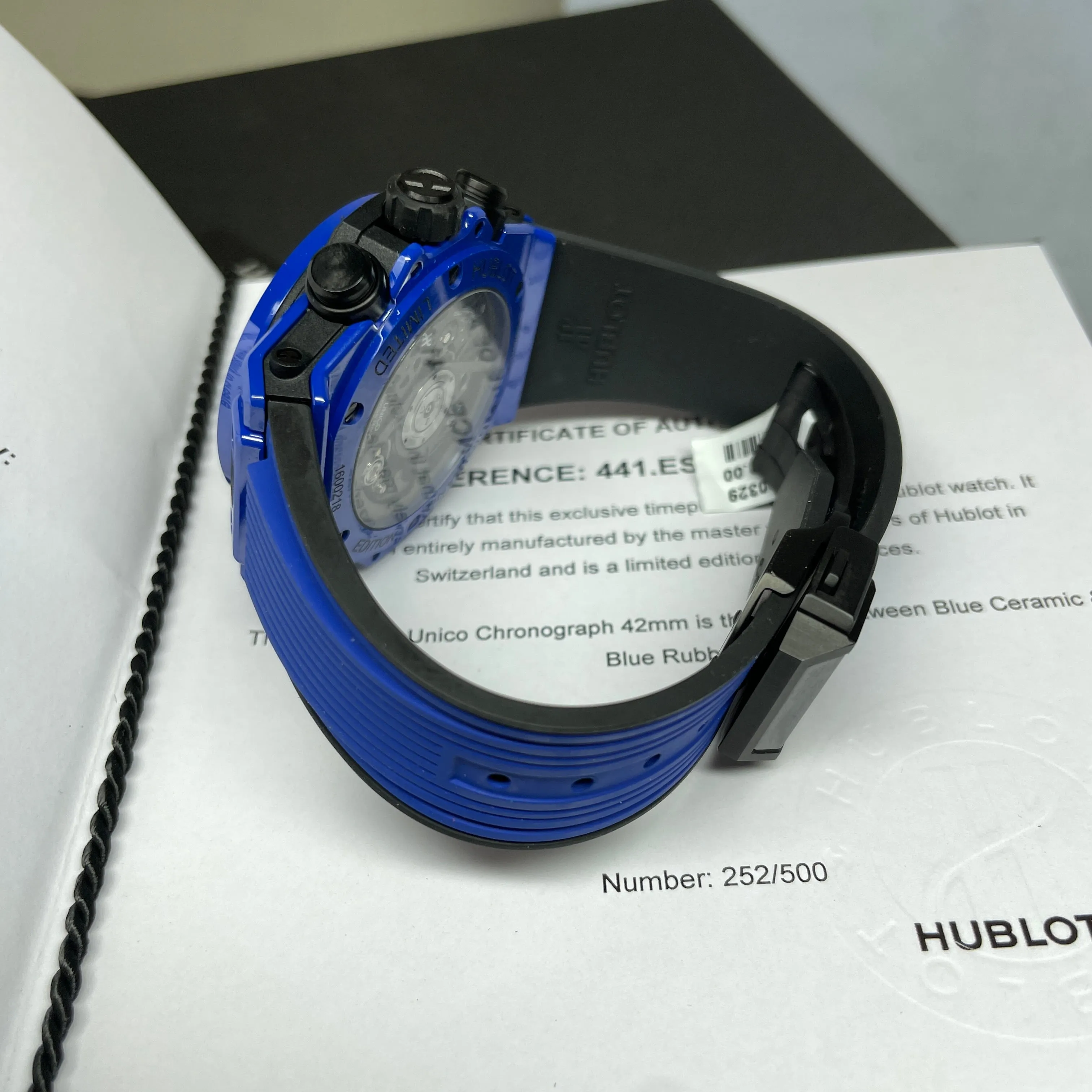 Pre-Owned Hublot Blue Magic Big Bang Unico Chronograph 42mm Ceramic Watch