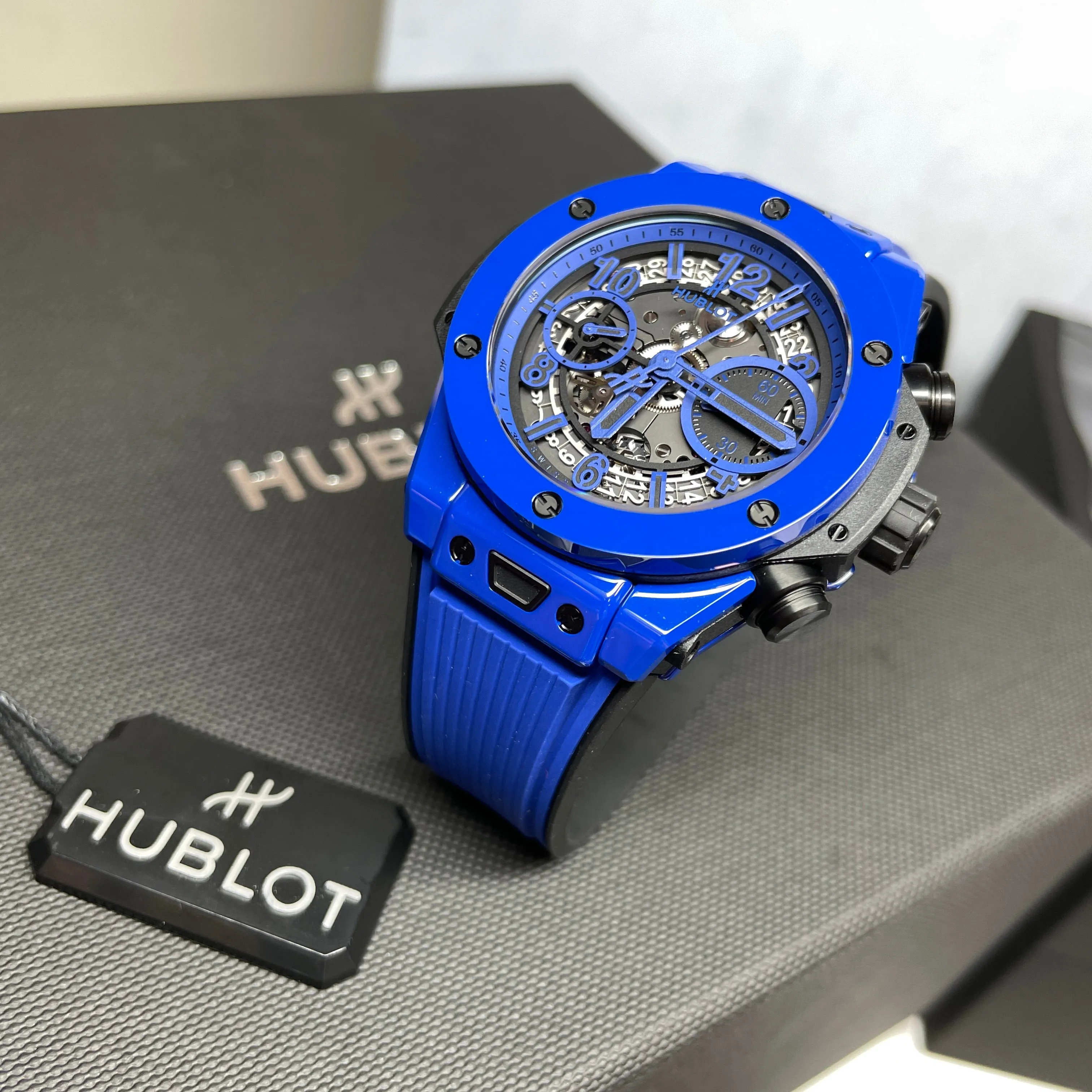 Pre-Owned Hublot Blue Magic Big Bang Unico Chronograph 42mm Ceramic Watch