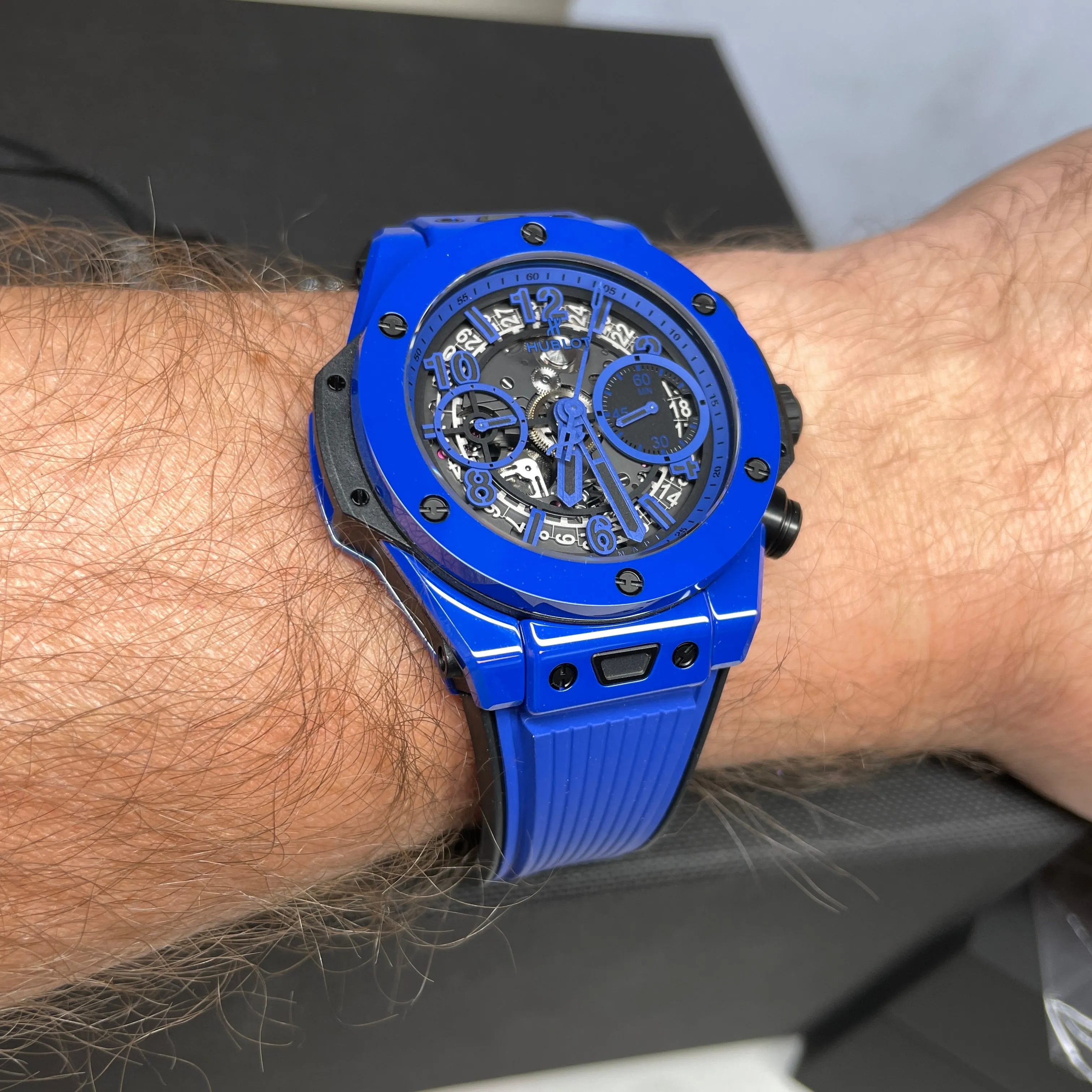 Pre-Owned Hublot Blue Magic Big Bang Unico Chronograph 42mm Ceramic Watch