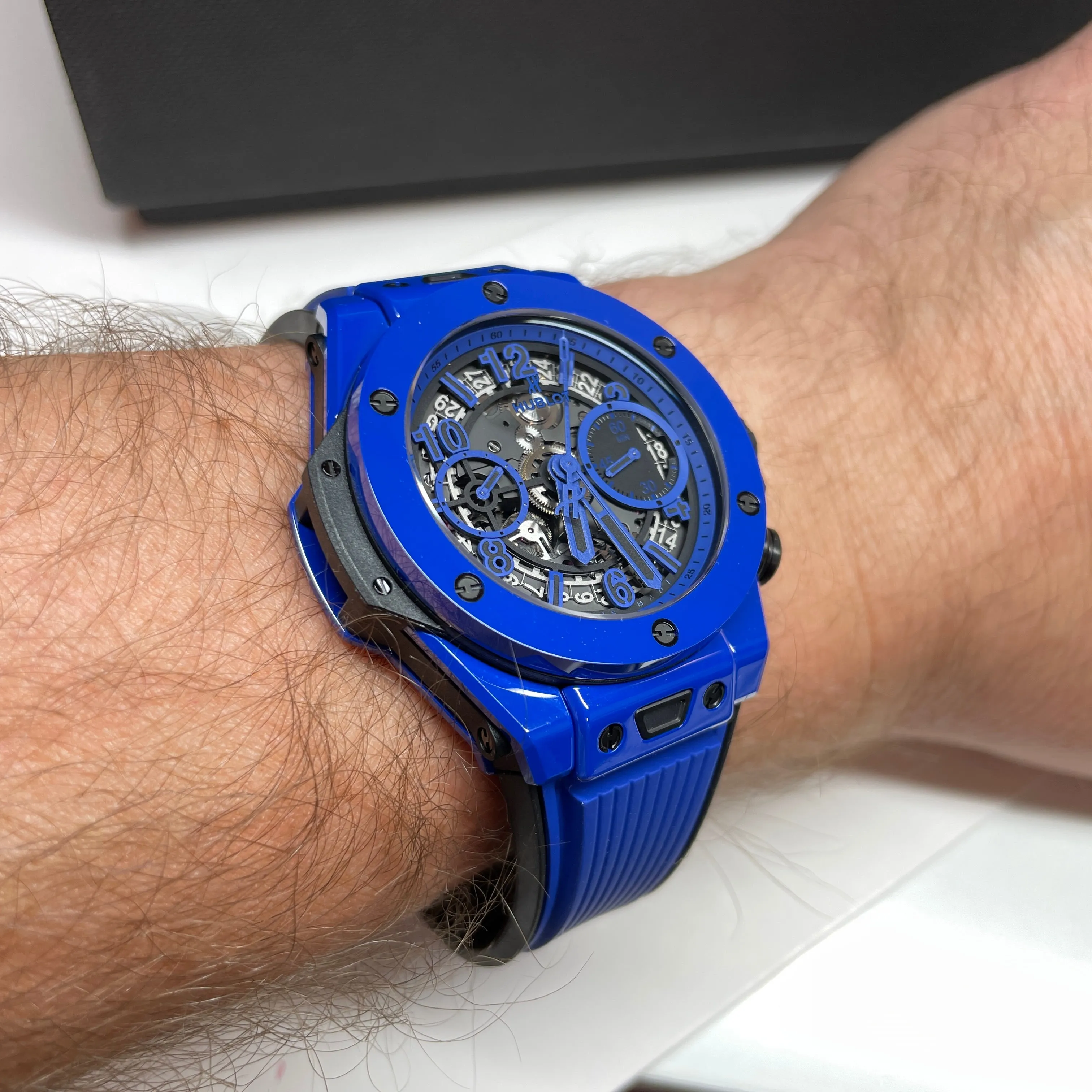 Pre-Owned Hublot Blue Magic Big Bang Unico Chronograph 42mm Ceramic Watch