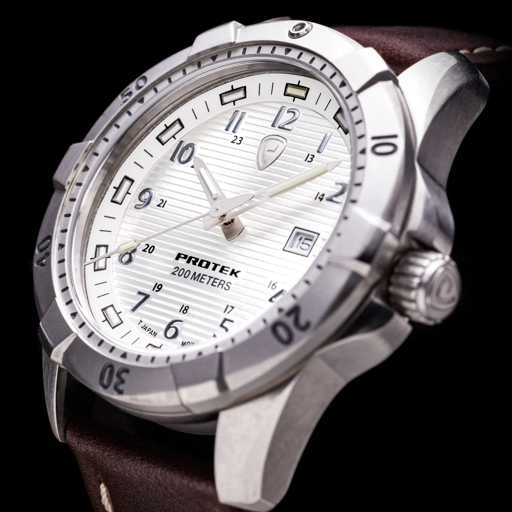 ProTek Steel Dive 2000 Series Tritium White Brown