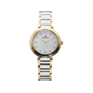 Rama Ladies Quartz Watch Two Tone Yellow Gold/Silver Plated Stainless Steel Case & Bracelet With Mother Of Pearl Dial