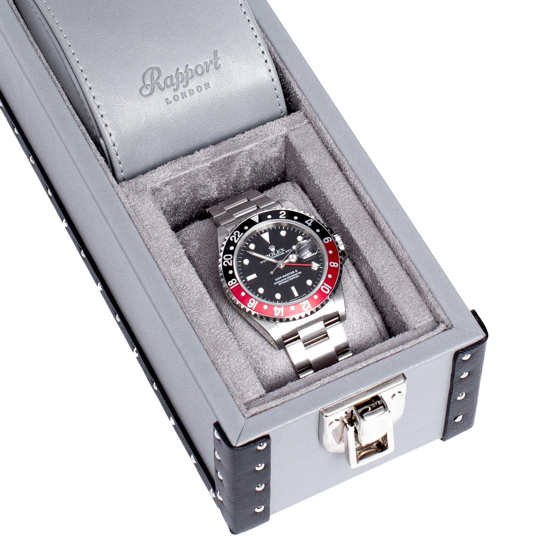 Rapport - Kensington Multi-Storage Watch Case in Grey Leather | L335