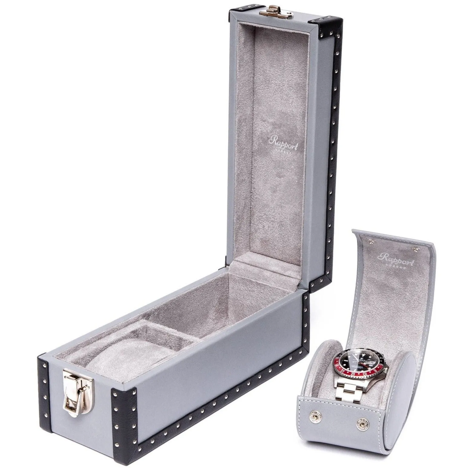 Rapport - Kensington Multi-Storage Watch Case in Grey Leather | L335