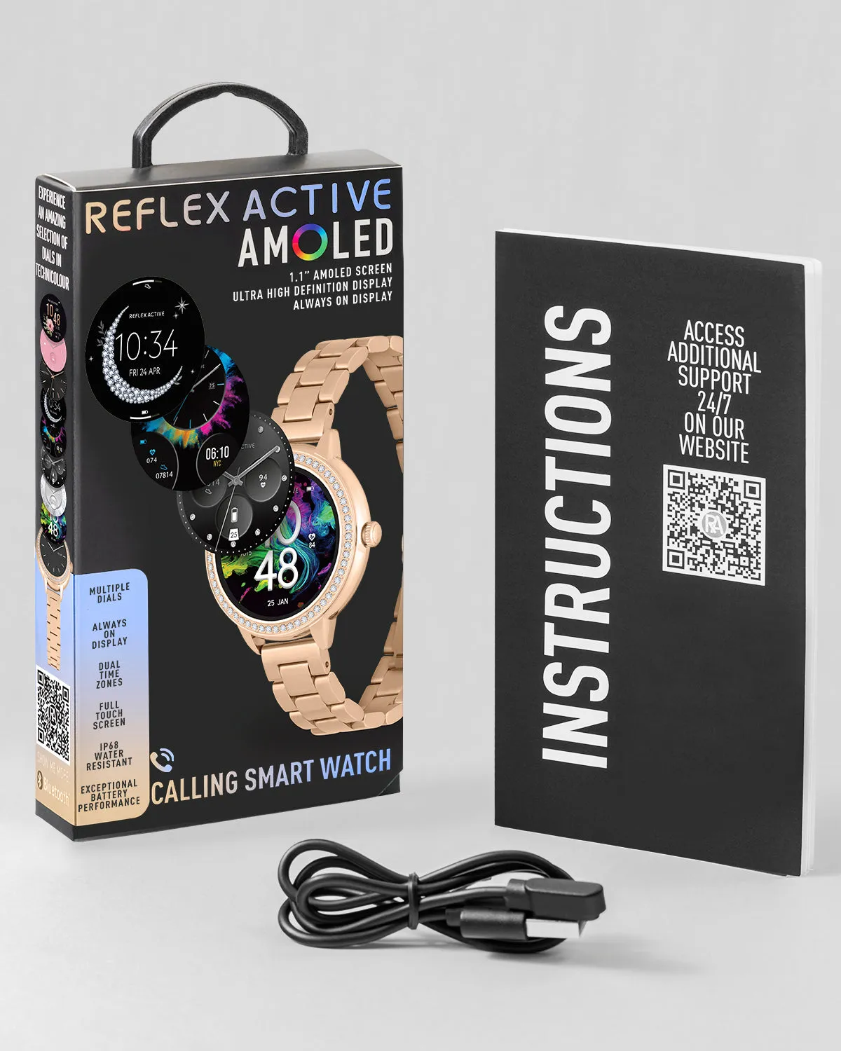 Reflex Active Series 41 Amoled Stone Set Rose Gold Bracelet Smart Calling Watch
