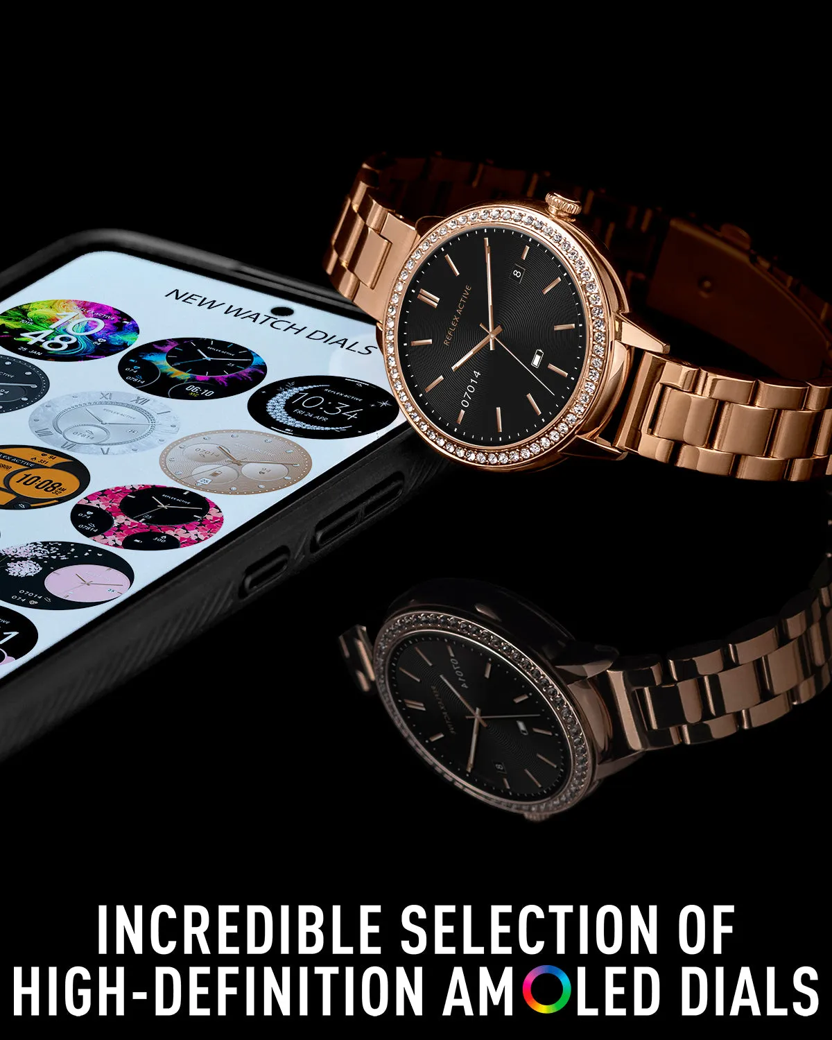 Reflex Active Series 41 Amoled Stone Set Rose Gold Bracelet Smart Calling Watch