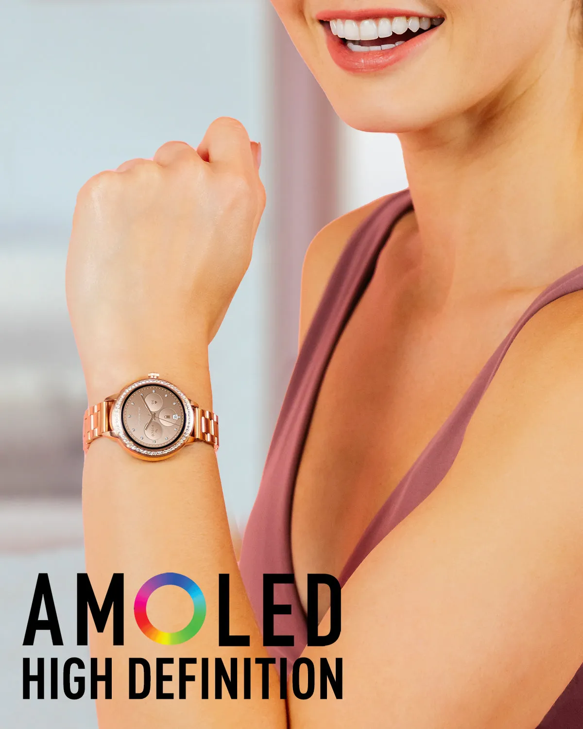 Reflex Active Series 41 Amoled Stone Set Rose Gold Bracelet Smart Calling Watch