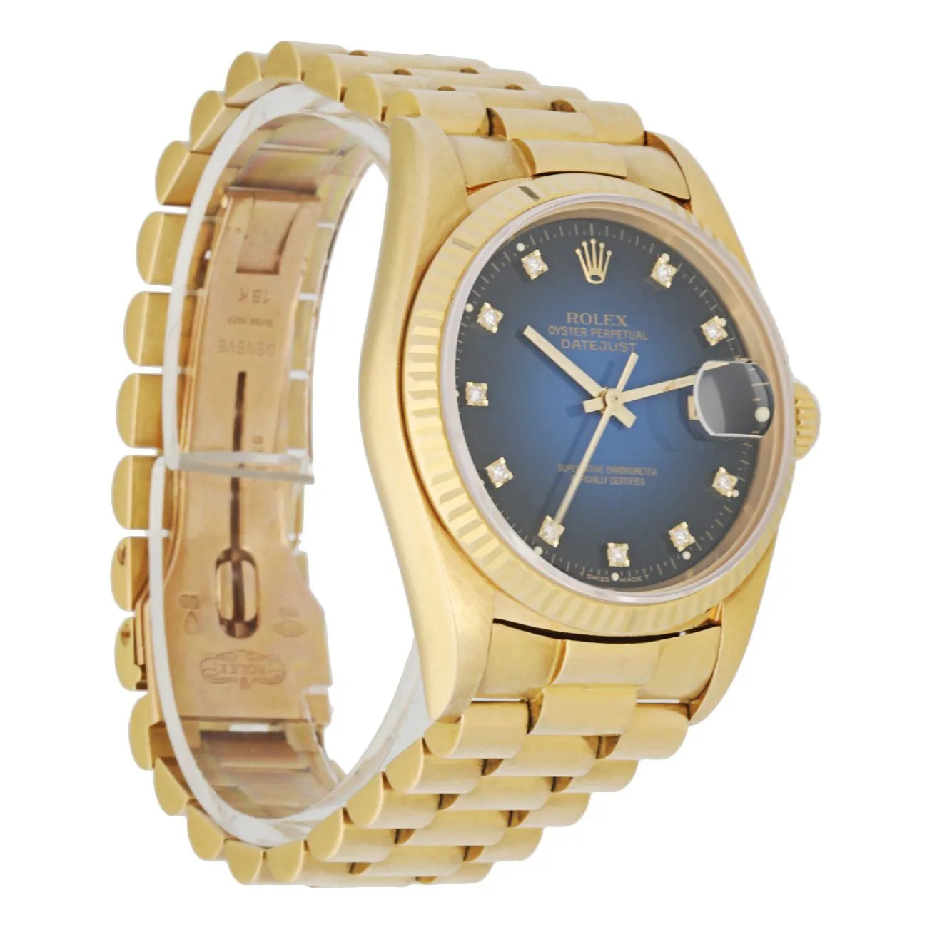 Rolex Datejust 16018 President Blue Vignette Diamond Dial Men's Watch Box & Paper