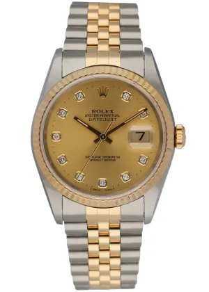 Rolex Datejust 16233 Diamond Dial Men's Watch