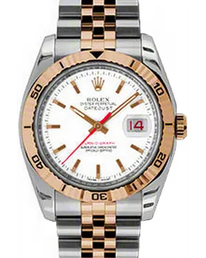 Rolex Datejust 36 Rose Gold/Steel White Index Dial & Turn-O-Graph Thunderbird Bezel Jubilee Bracelet 116261