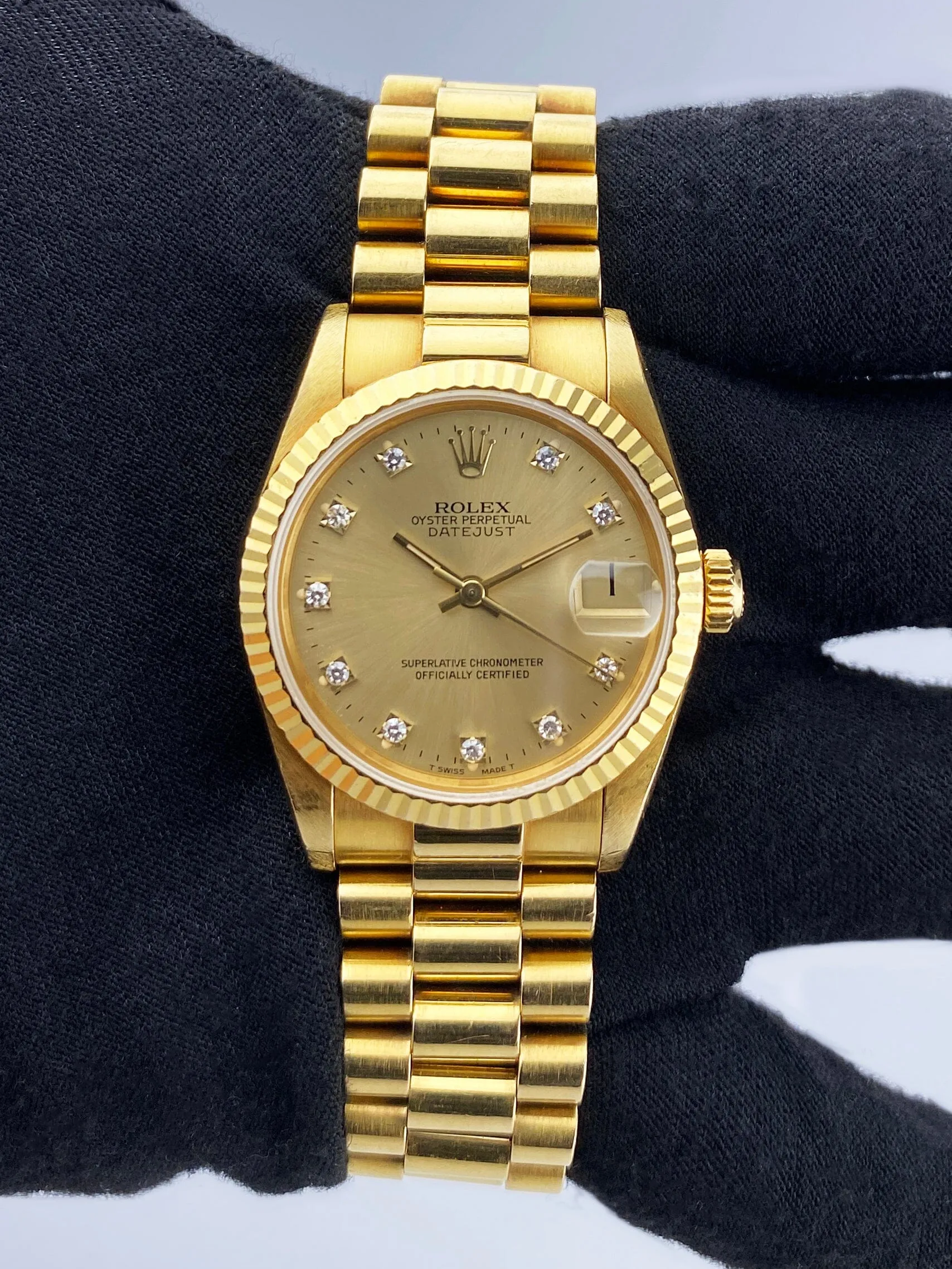 Rolex DateJust 68278 Diamond Champagne Dial Ladies Watch
