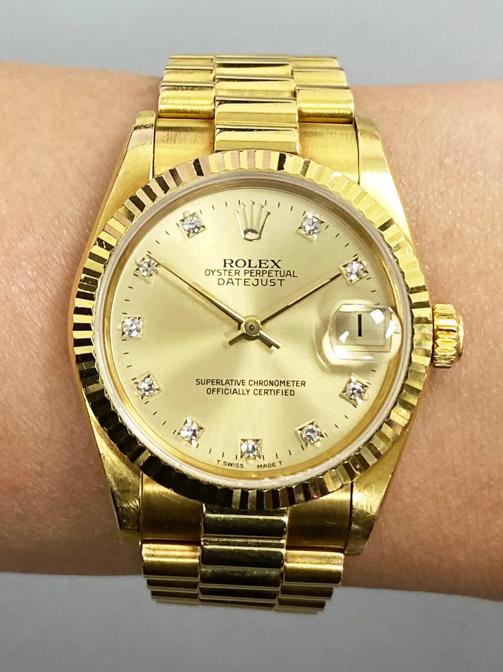Rolex DateJust 68278 Diamond Champagne Dial Ladies Watch