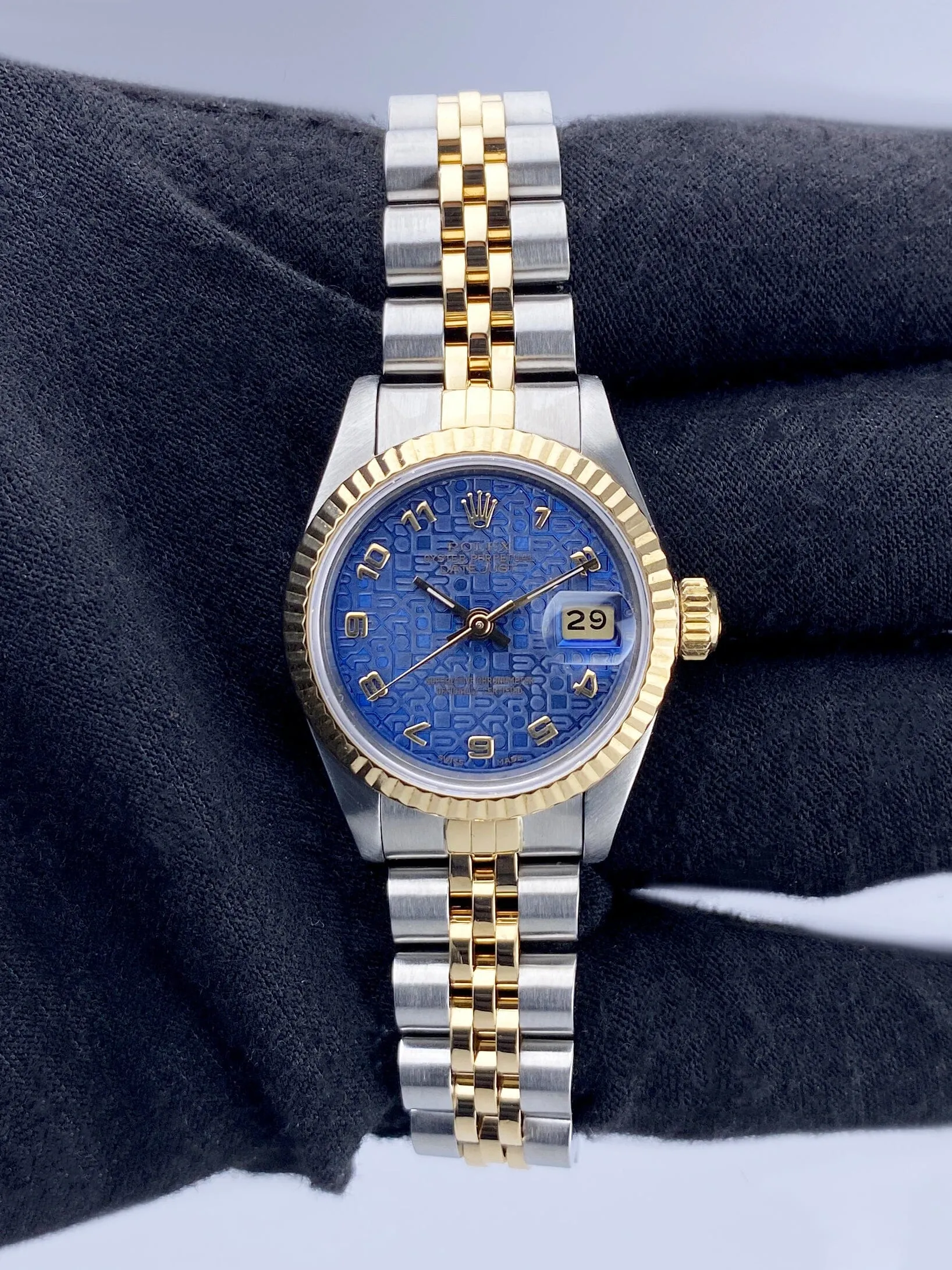 Rolex Datejust 69173 Blue Anniversary Dial Ladies Watch Box Papers