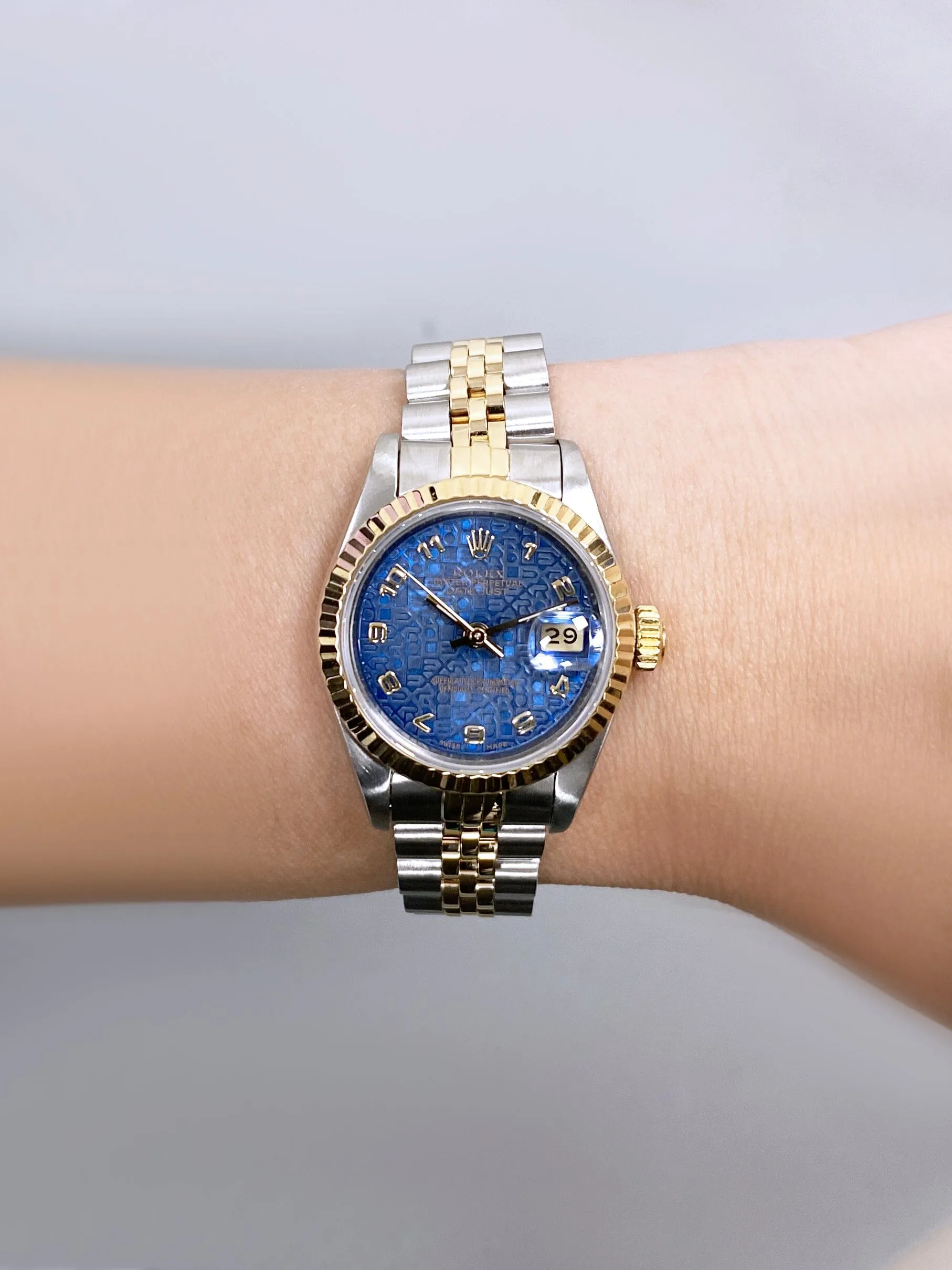 Rolex Datejust 69173 Blue Anniversary Dial Ladies Watch Box Papers