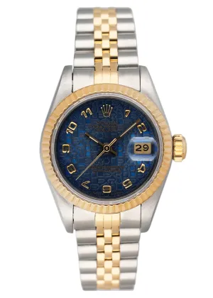 Rolex Datejust 69173 Blue Anniversary Dial Ladies Watch Box Papers