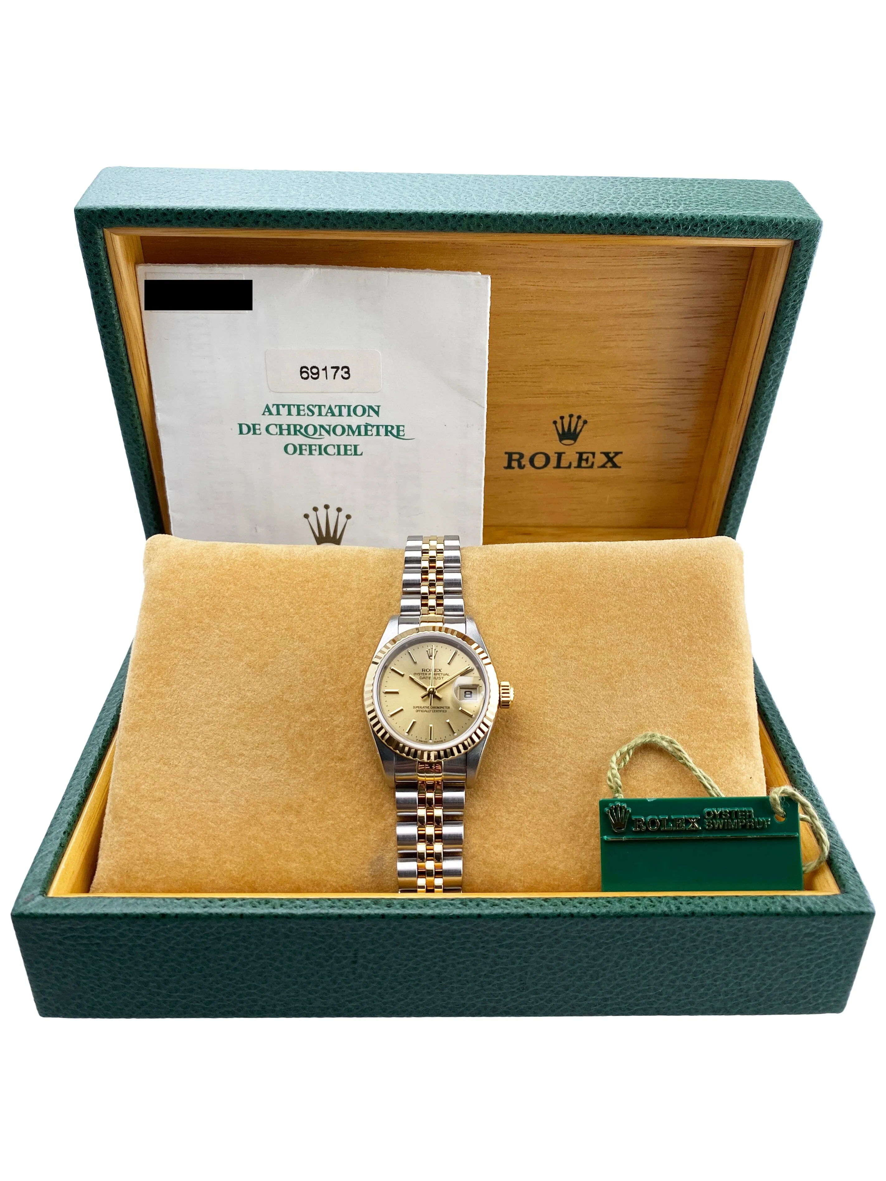 Rolex Datejust 69173 Champagne Dial Ladies Watch Box Papers
