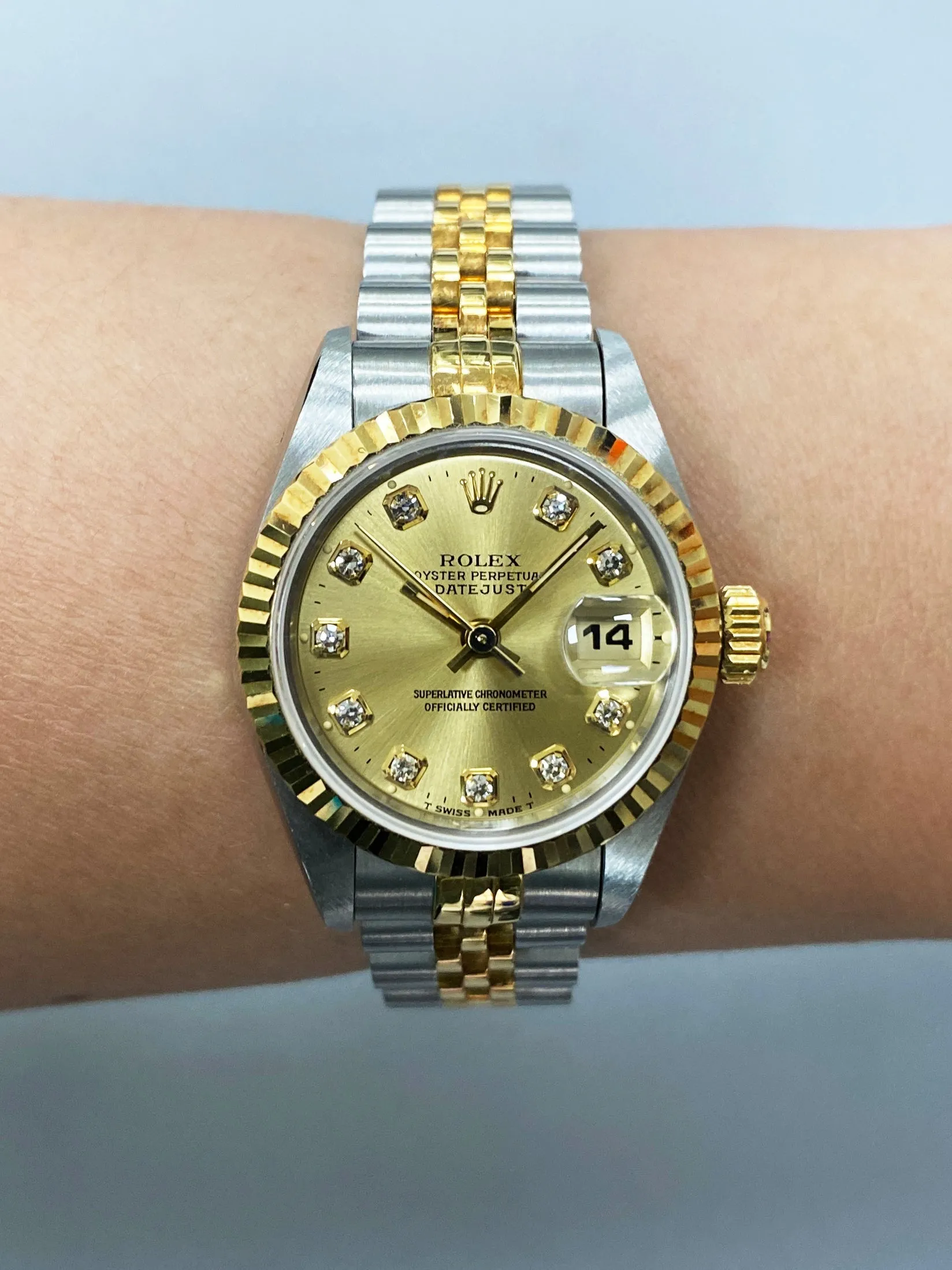 Rolex Datejust 69173 Diamond Dial Ladies Watch Box & Papers
