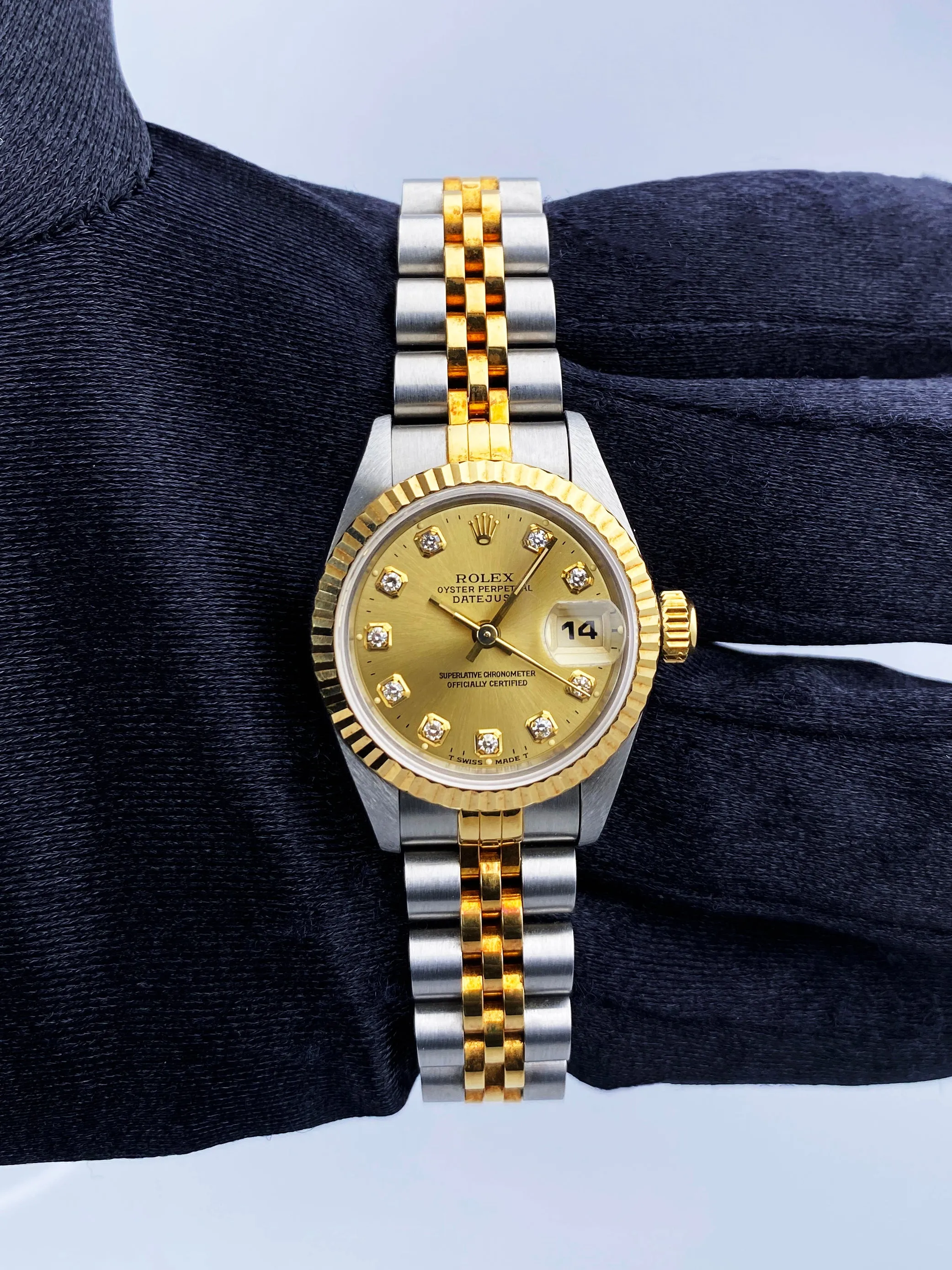 Rolex Datejust 69173 Diamond Dial Ladies Watch Box & Papers