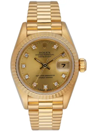 Rolex Datejust 69178 18K Yellow Gold Diamond Dial Ladies Watch
