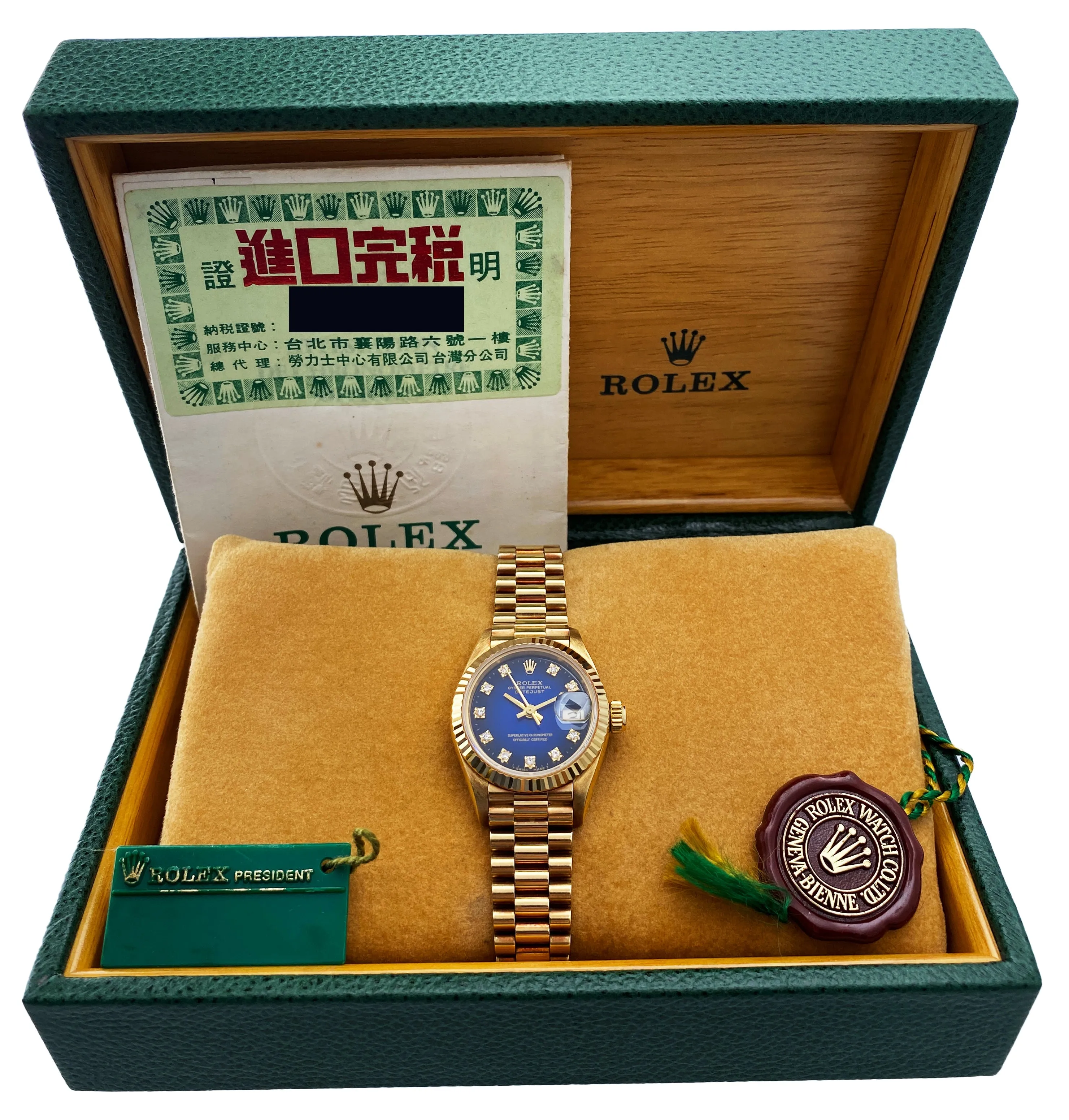 Rolex Datejust 69178 Blue Dial Ladies Watch Box Papers