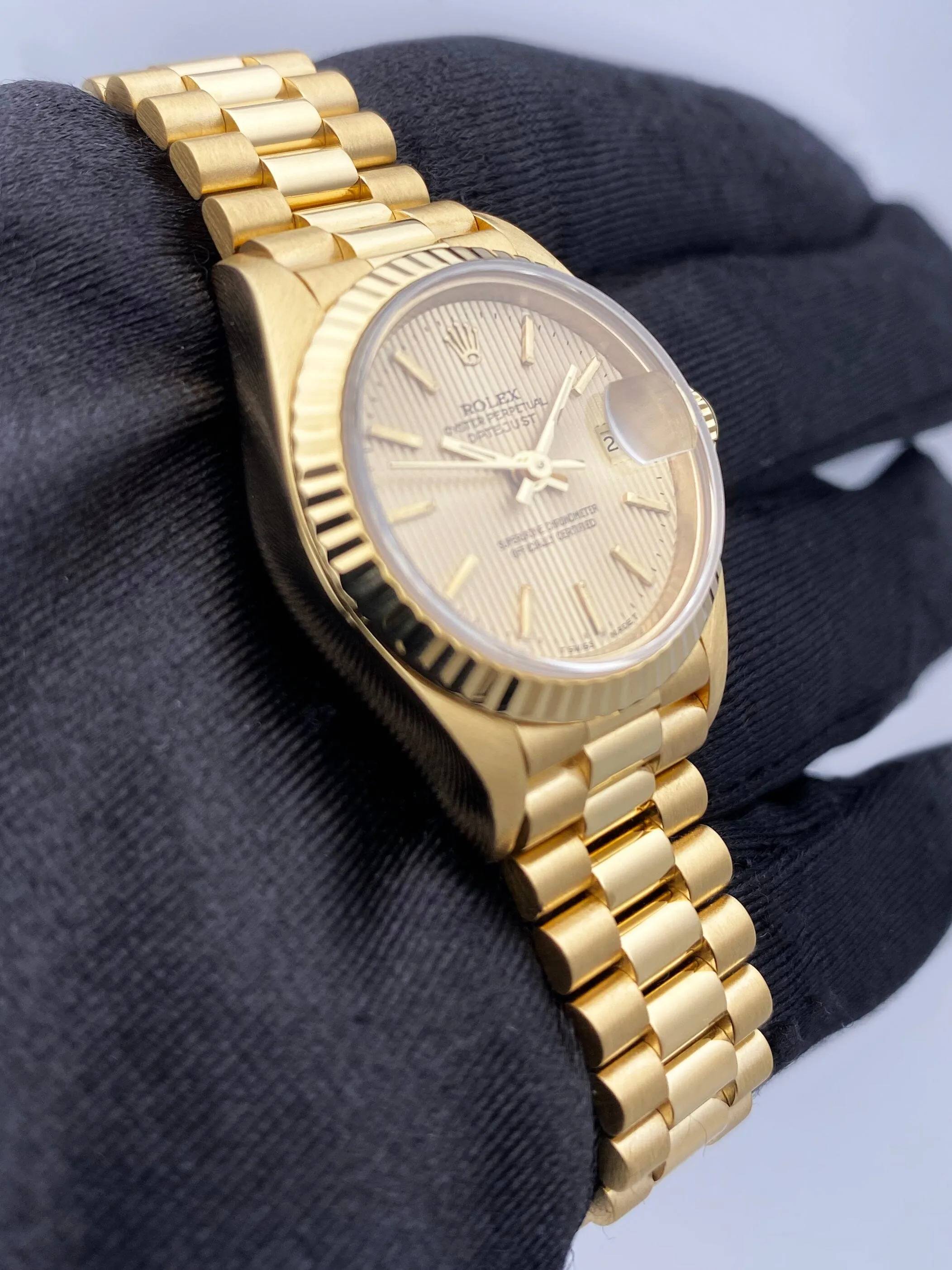 Rolex Datejust 69178 Champagne Linen Dial 18K Yellow Gold Ladies Watch