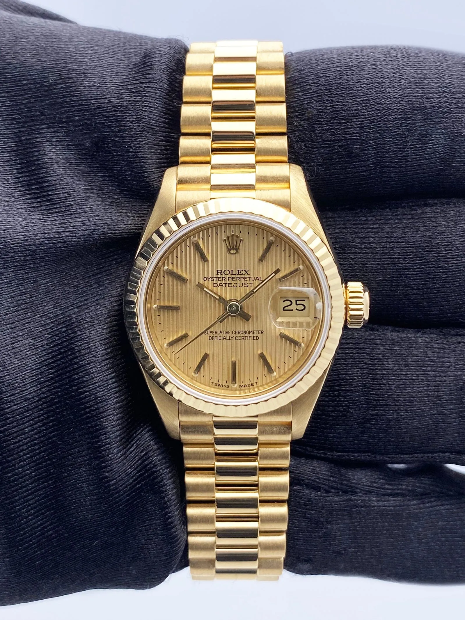 Rolex Datejust 69178 Champagne Linen Dial 18K Yellow Gold Ladies Watch