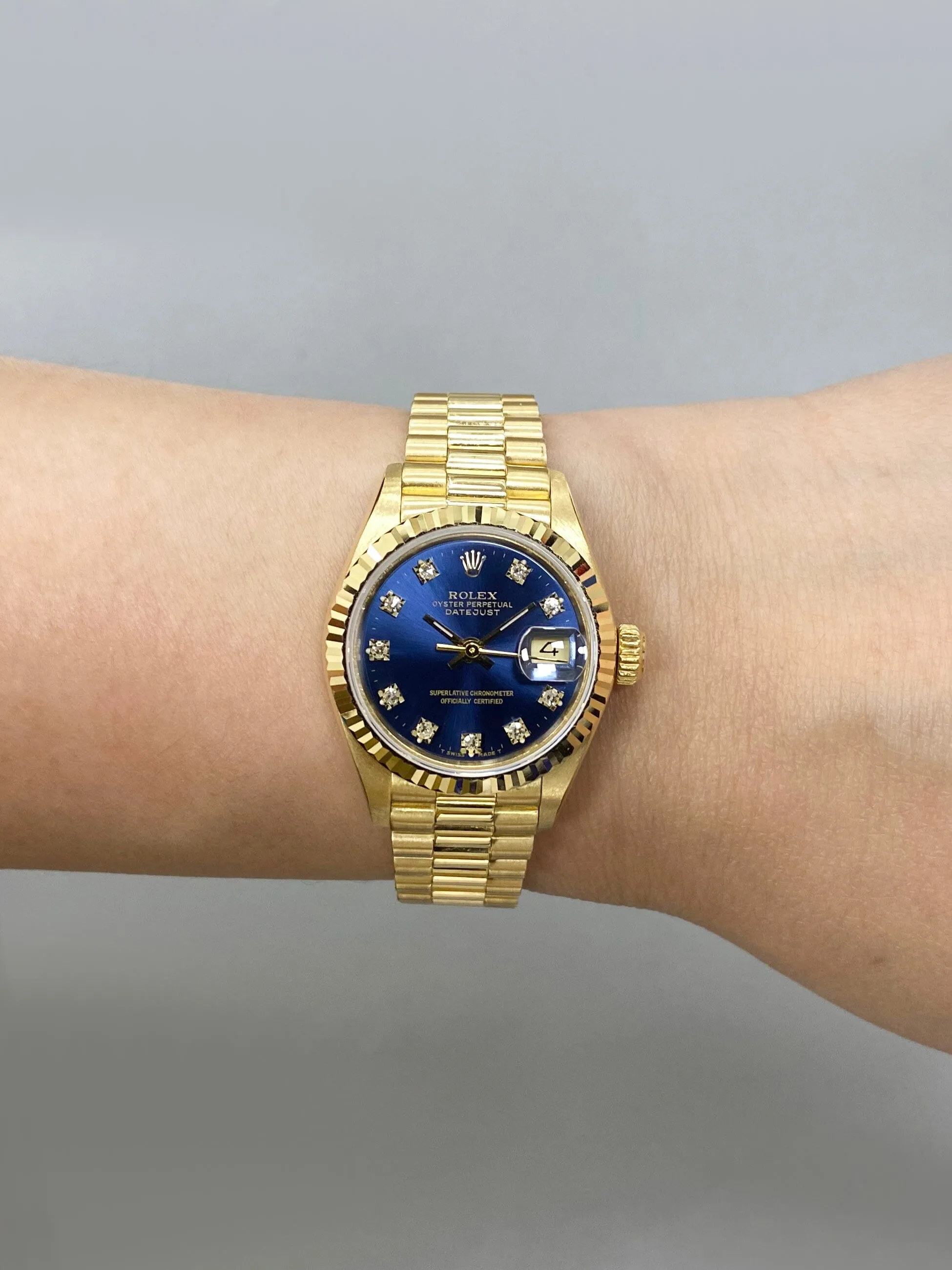 Rolex Datejust 69178 Diamond Blue Dial Ladies Watch Box Papers