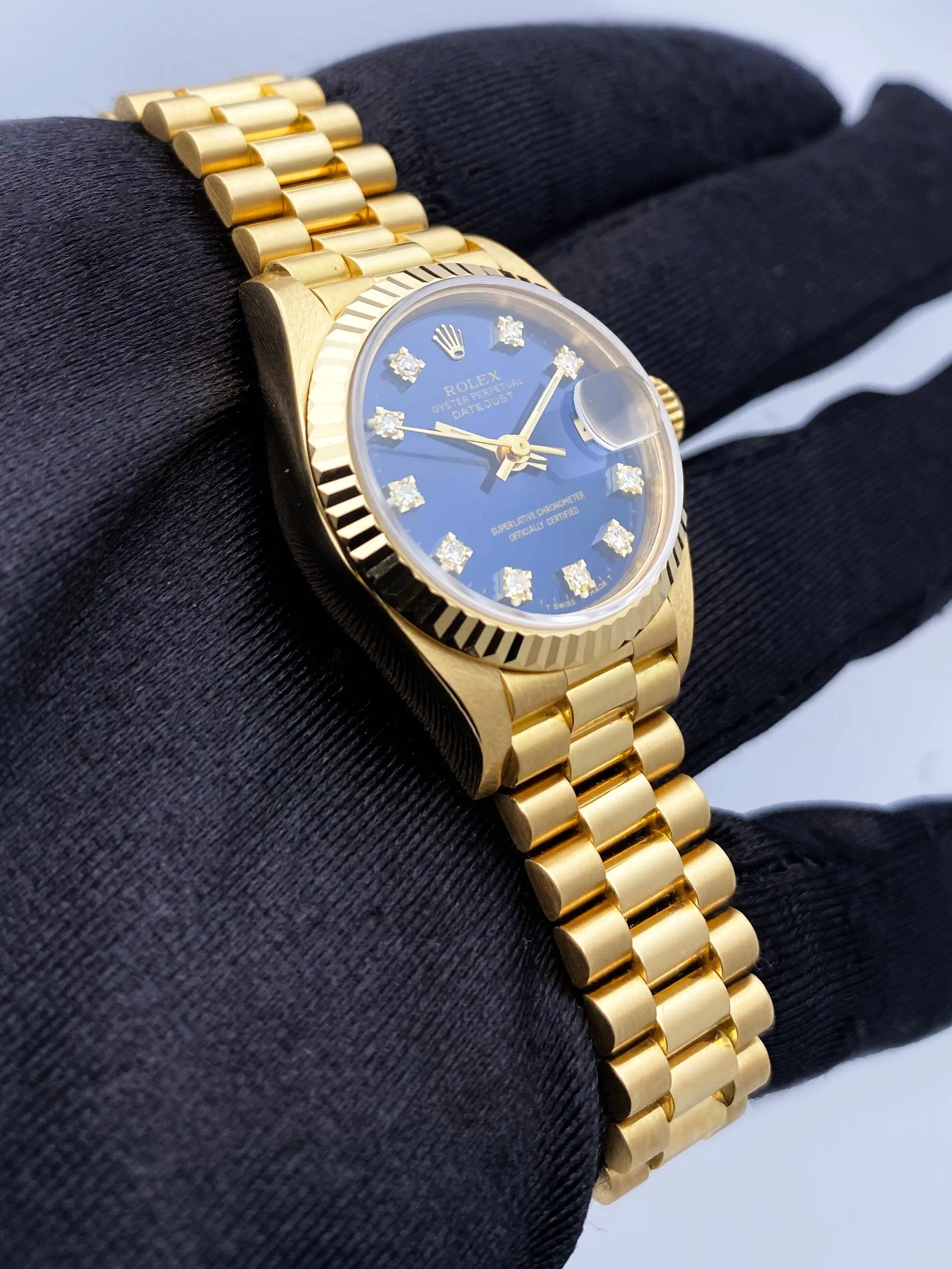 Rolex Datejust 69178 Diamond Blue Dial Ladies Watch Box Papers
