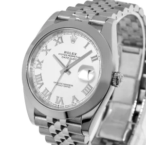 Rolex Datejust II 41mm Stainless Steel White Roman Dial & Smooth Bezel 126300
