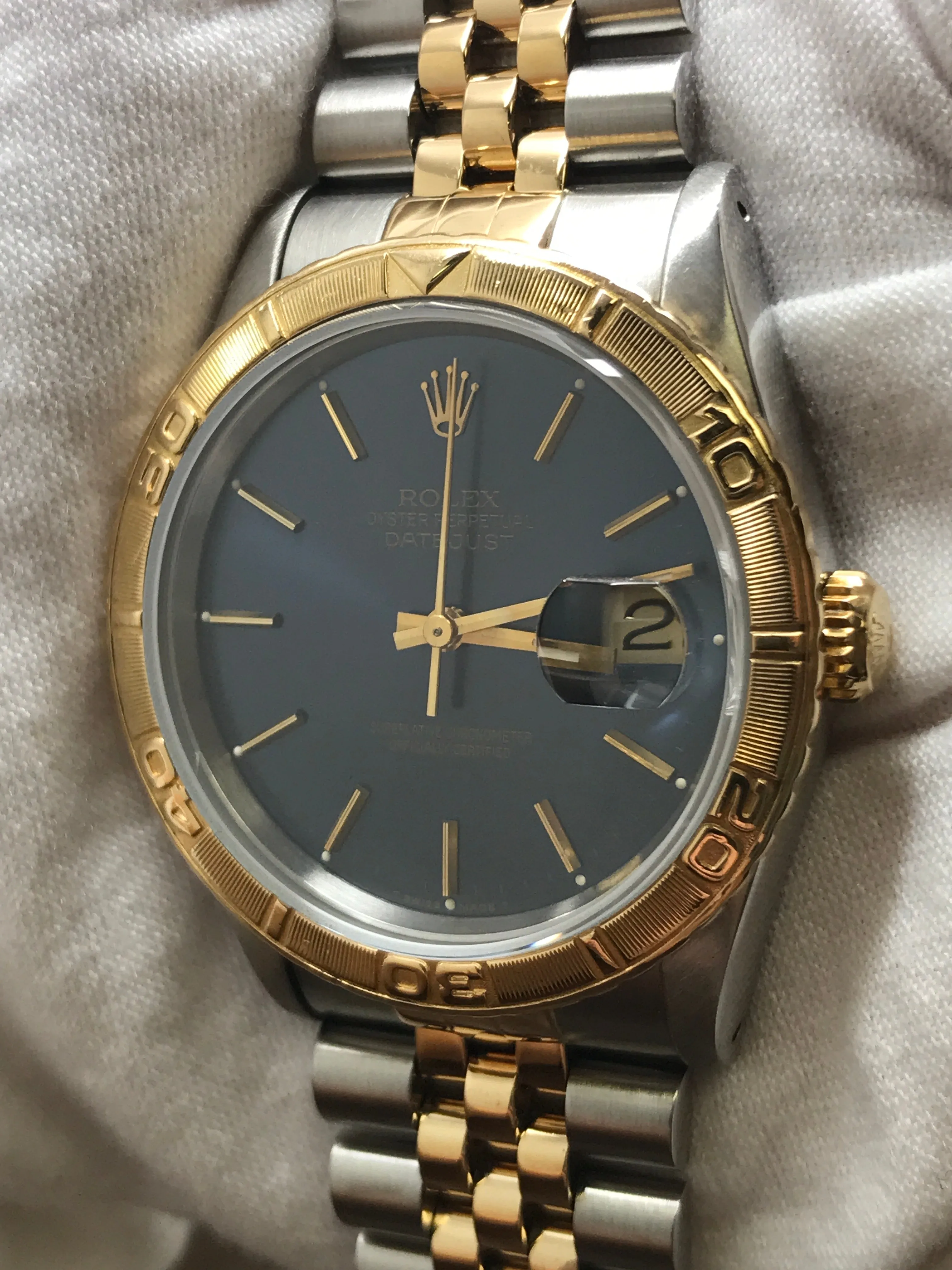 Rolex Datejust Turn-o-graph Thunderbird 16263 Blue Dial Automatic Watch
