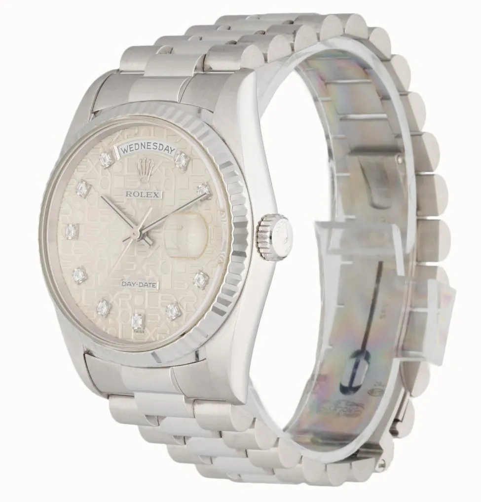 Rolex Day-Date 18239 18K White Gold Anniversary Diamond Dial Men's Watch