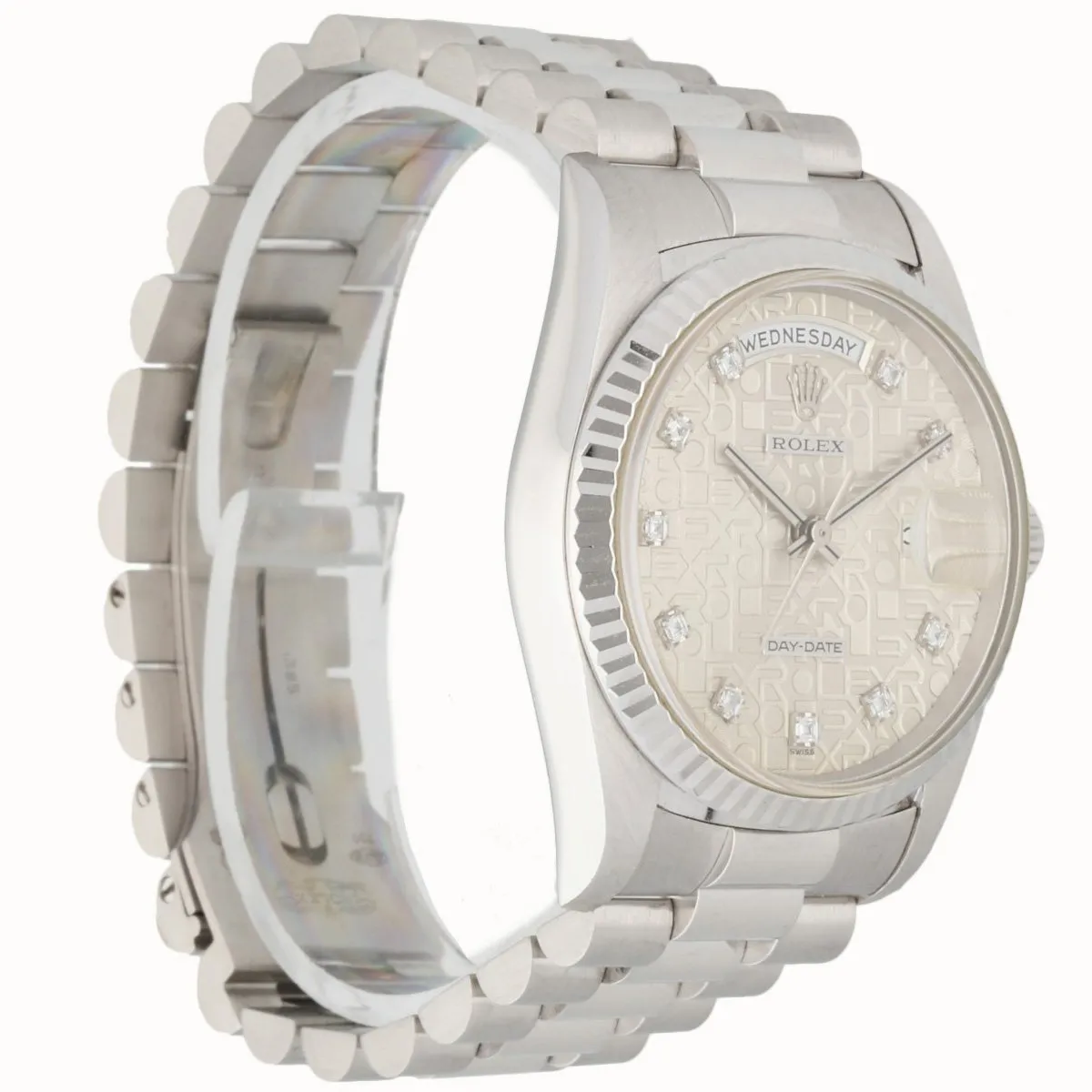 Rolex Day-Date 18239 18K White Gold Anniversary Diamond Dial Men's Watch