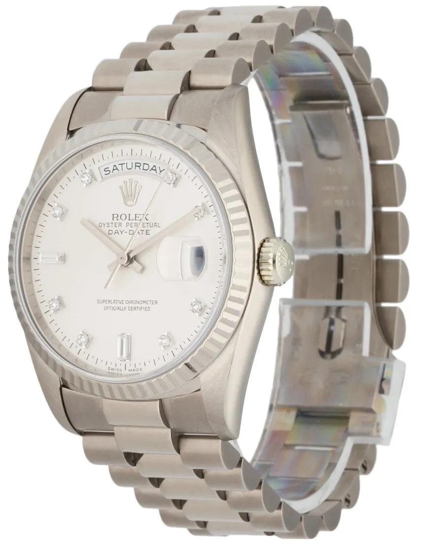 Rolex Day-Date 18239 18K White Gold Diamond Dial Men's Watch