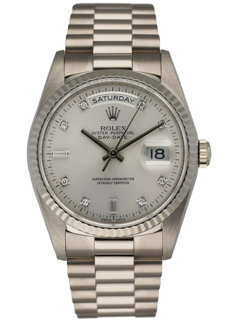 Rolex Day-Date 18239 18K White Gold Diamond Dial Men's Watch