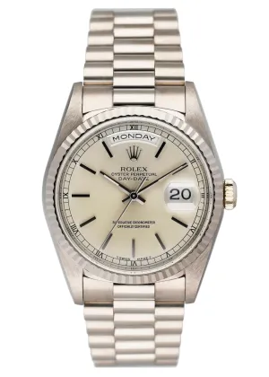 Rolex Day Date 18239 18K White Gold Mens Watch Box Papers