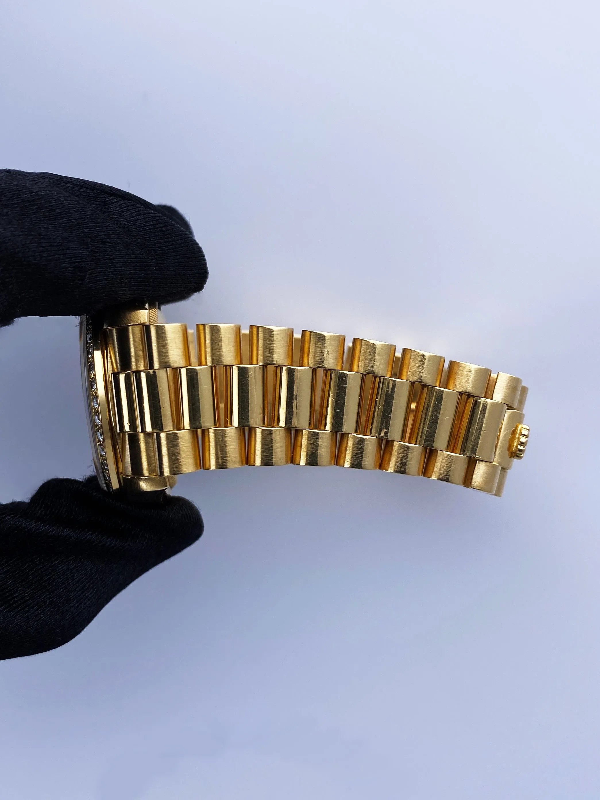 Rolex Day Date 18348 Diamond Black Dial Mens Watch