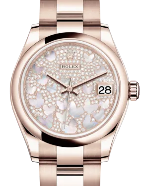 Rolex Lady-Datejust 31 Rose Gold Mother of Pearl Butterfly Diamond Paved Dial & Smooth Domed Bezel Oyster Bracelet 278245