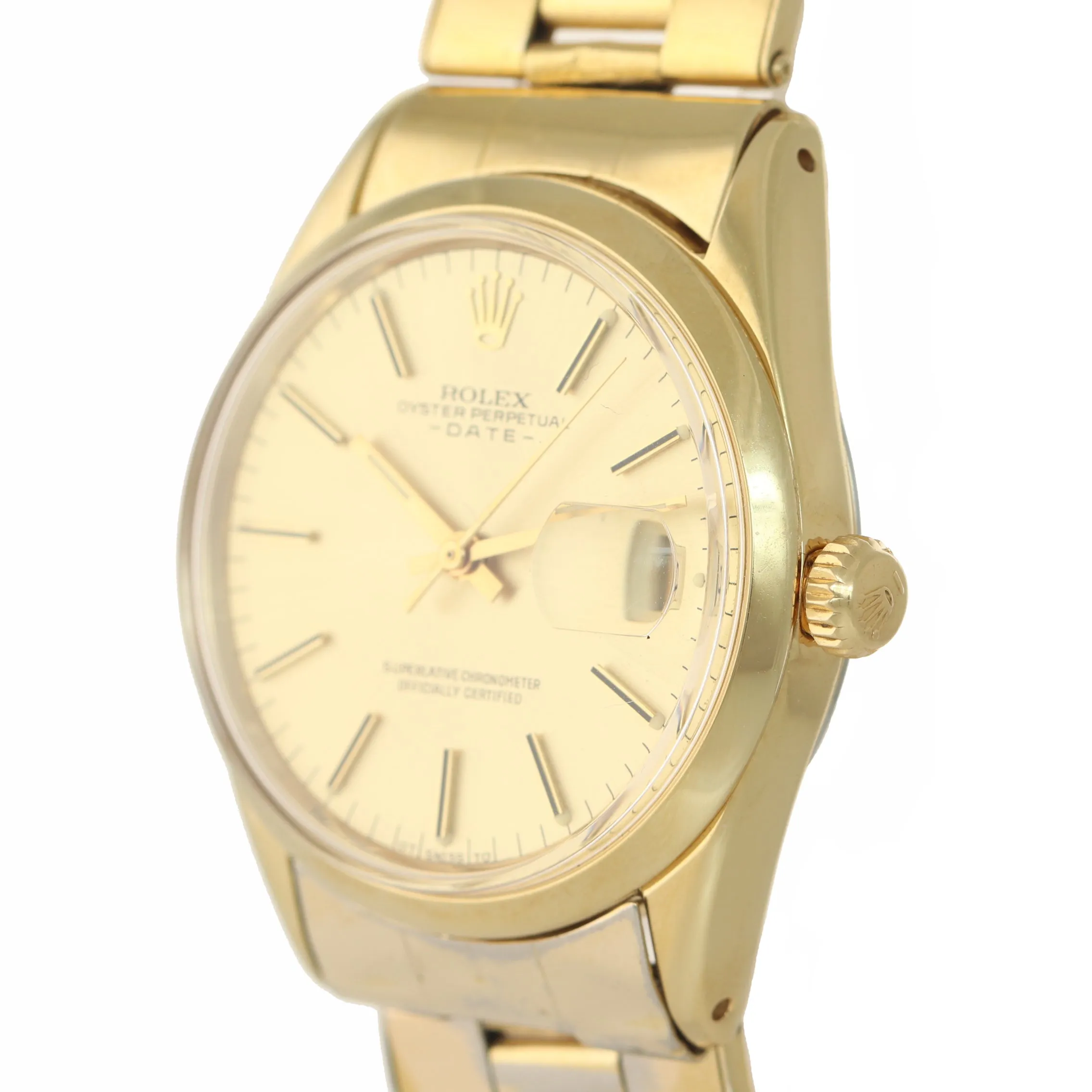 Rolex Oyster Date 34mm 1550 Gold Plated Champagne Vintage Watch