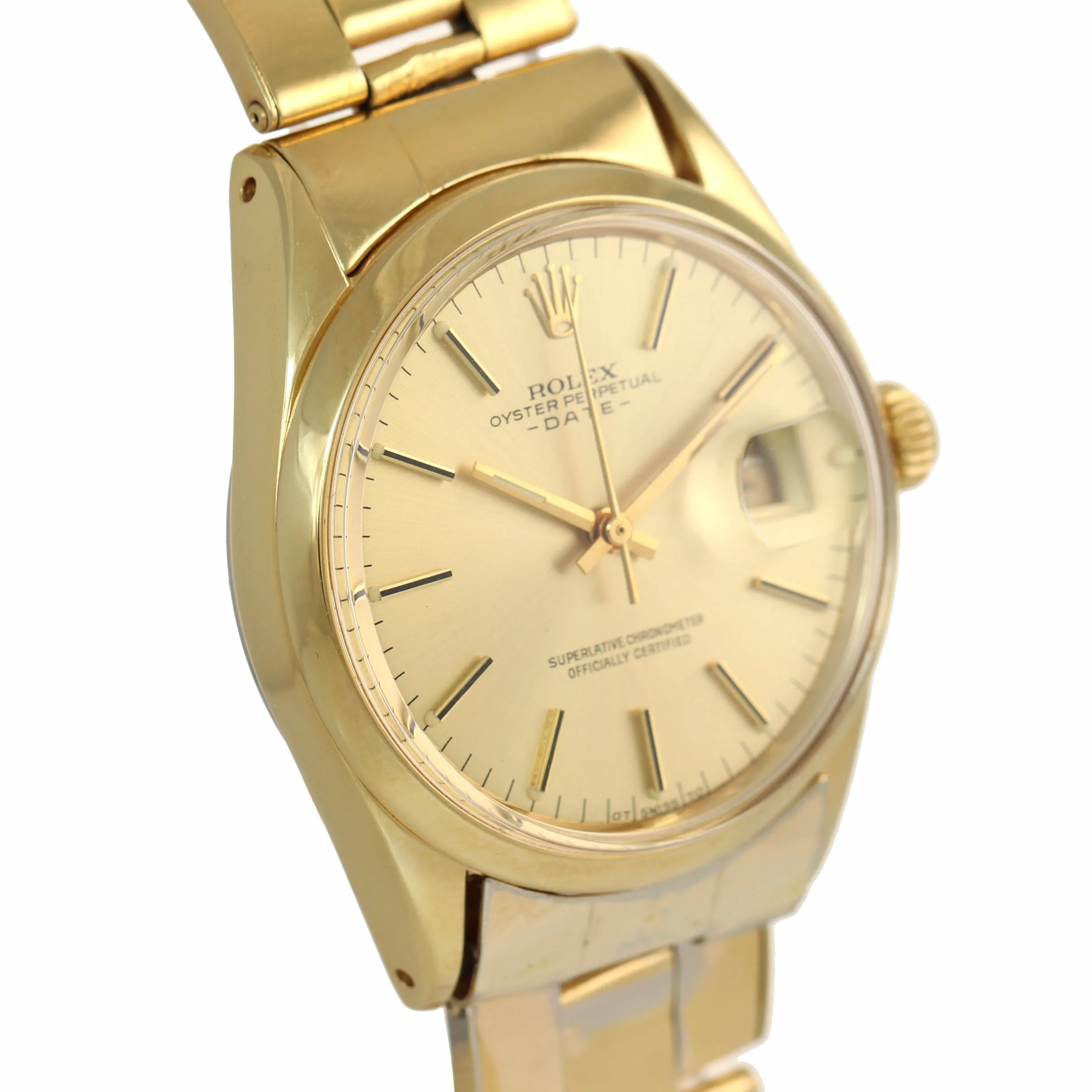 Rolex Oyster Date 34mm 1550 Gold Plated Champagne Vintage Watch