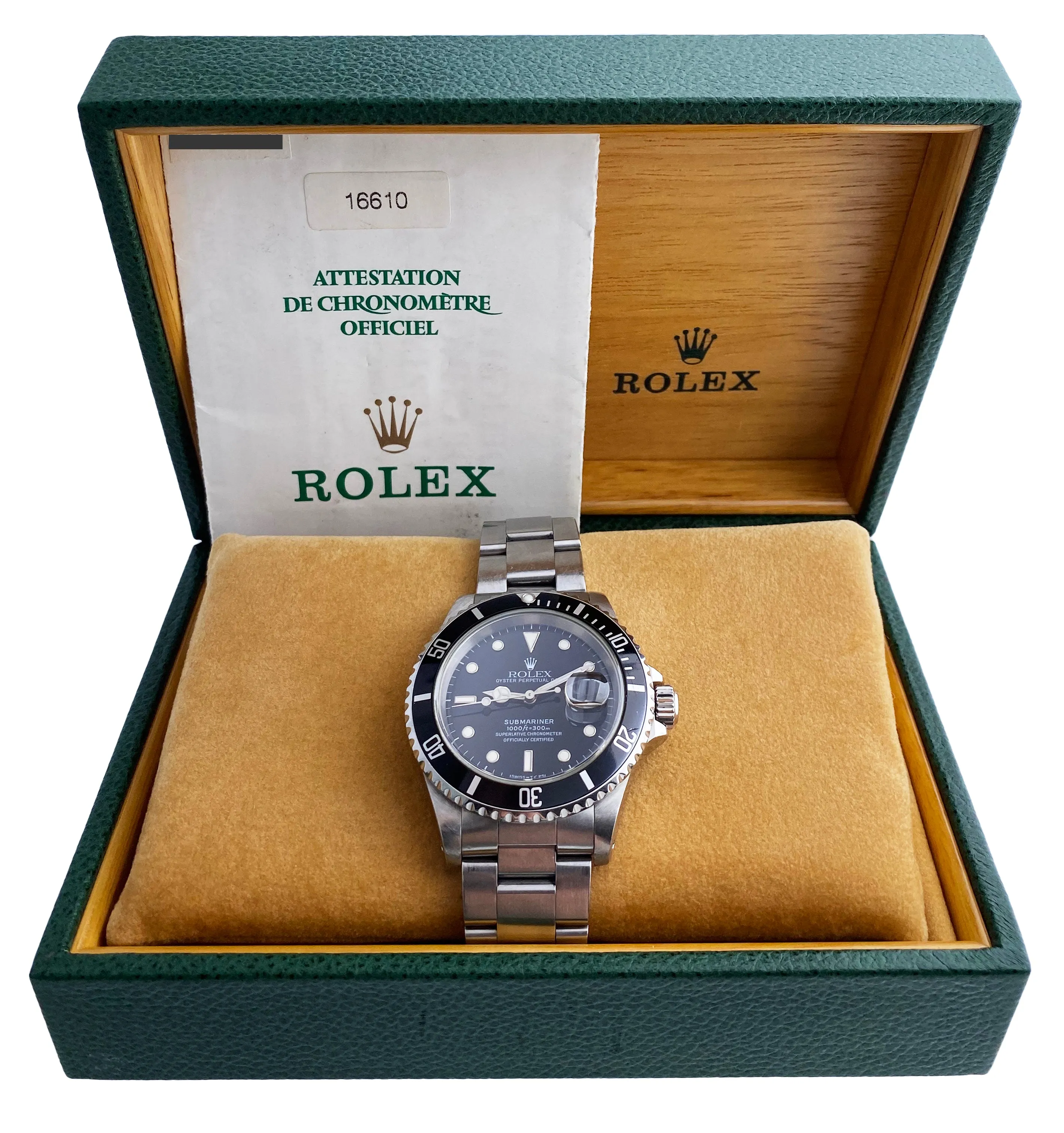 Rolex Oyster Perpetual Submariner 16610 Men's Watch Box & Papers