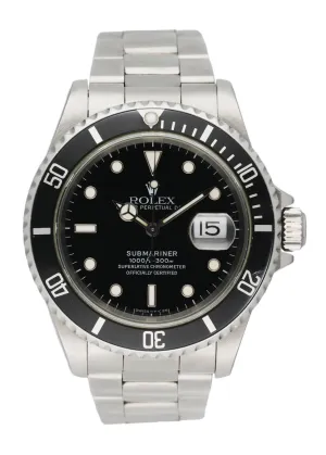 Rolex Oyster Perpetual Submariner 16610 Men's Watch Box & Papers