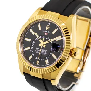 Rolex Sky-Dweller 42mm Yellow Gold Black Index Dial & Fluted Bezel 326238