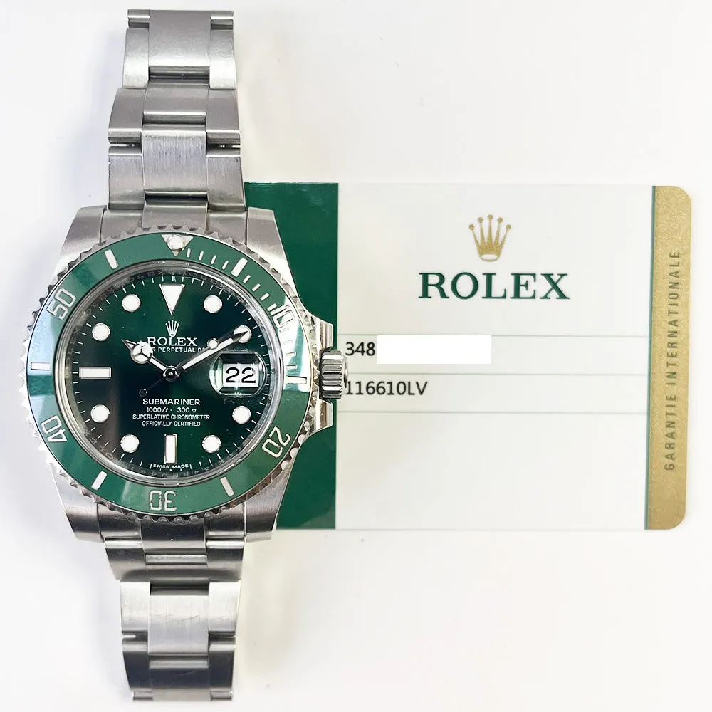 Rolex Submariner Date 116610LV Hulk Dial Jun 2016