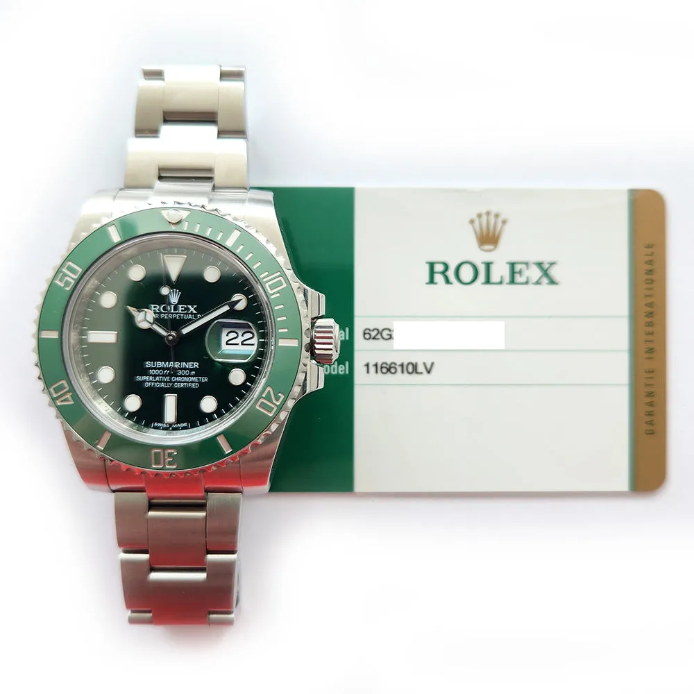 Rolex Submariner Date 116610LV Hulk Sep 2015